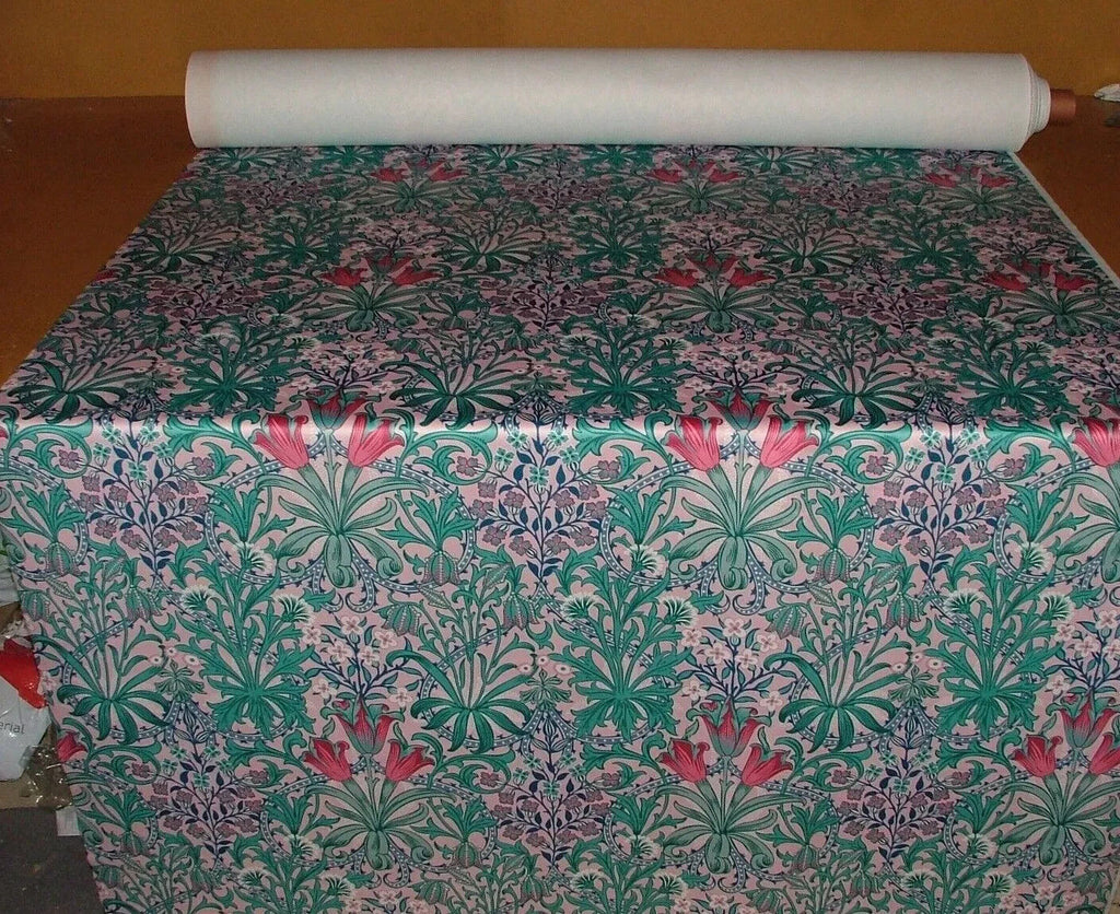15 Metres Art Nouveau Tulip Floral Pink Velvet Fabric Curtain Upholstery Cushion