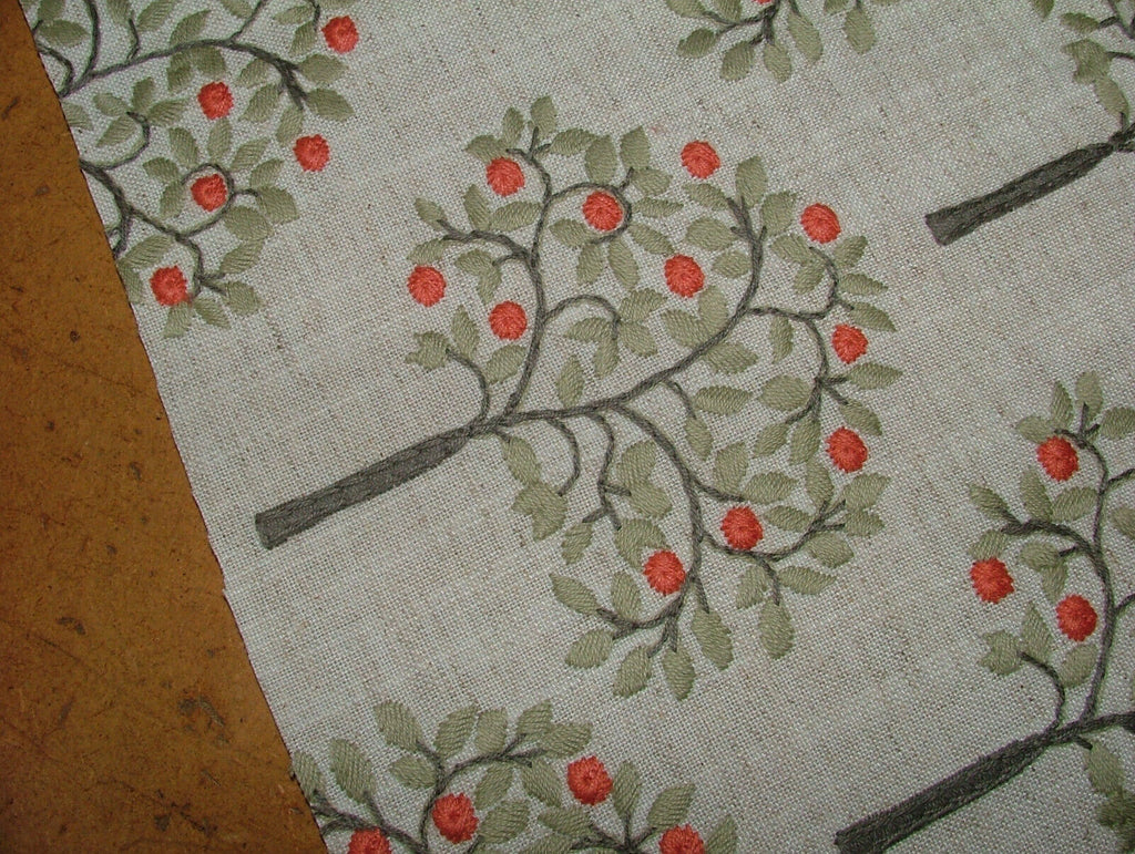 2.1 Metres Orange Grove Spruce Embroidered Fabric Curtain Upholstery Cushion