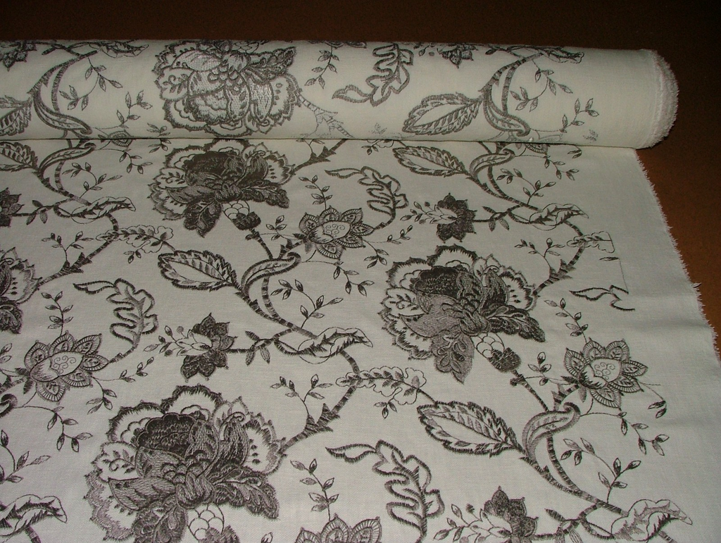 Sandringham Embroidered Curtain Fabric Natural Upholstery  Cushion 6 Metres3