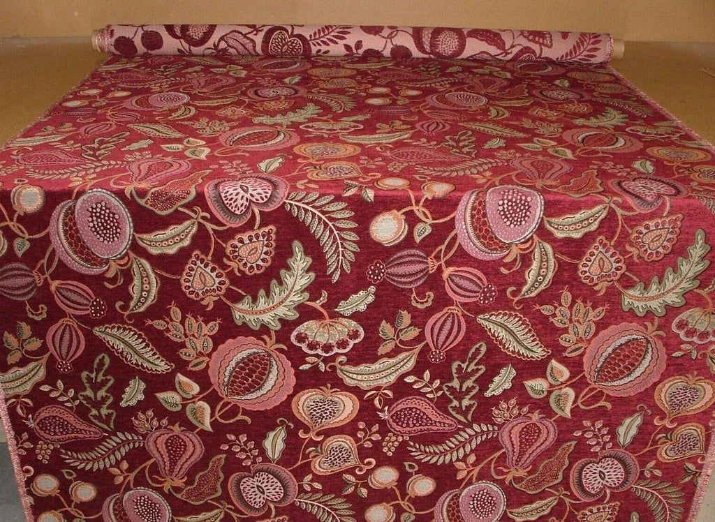 Summer Fruits Ruby Thick Plush Chenille Fabric Curtain Cushion Upholstery Throws