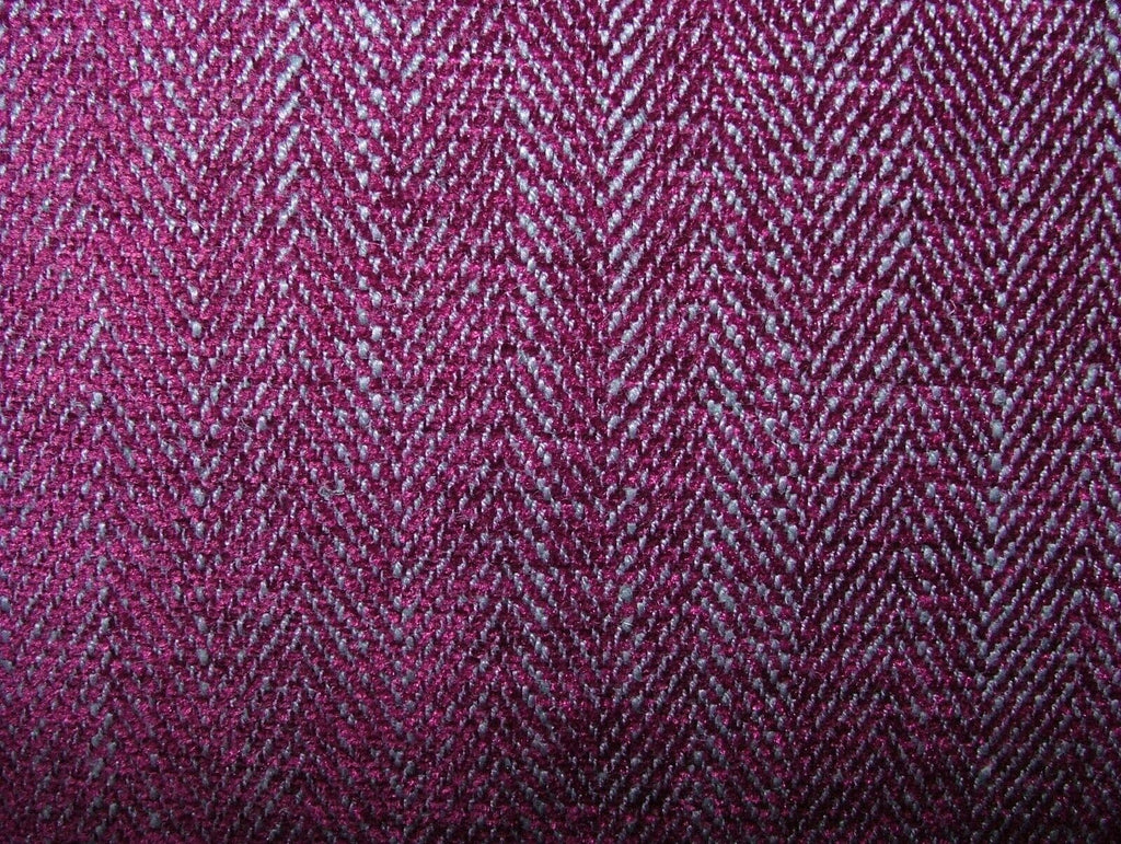 25 Metres Herringbone Magenta Linen Blend Curtain Upholstery Fabric RRP £700.00