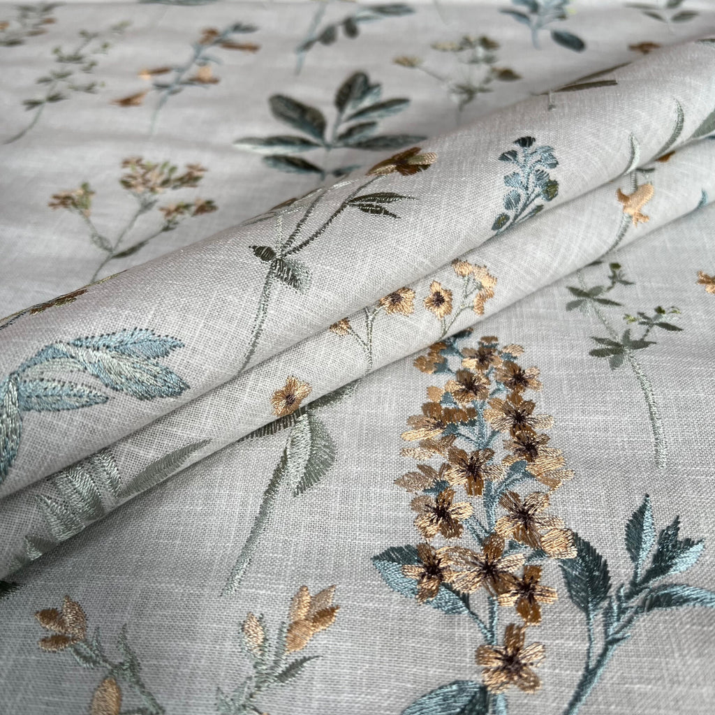 iLiv Embroidered Curtain Fabric 1.8 Metres Cottage Garden Seaspray Upholstery12