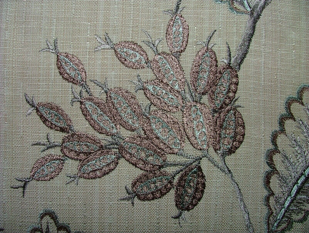 11 Metres Berryvine Dove Grey Embroidered Fabric Upholstery Curtain RRP £550.00