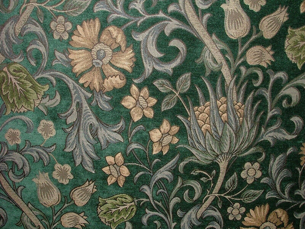 Scottish Thistle Verdigris Chenille Fabric Curtain Cushion Upholstery Throws