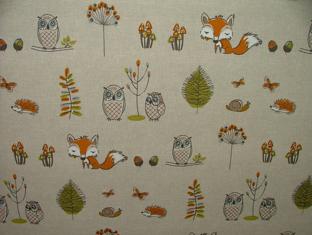 Fryetts Woodland Fox Multi Cotton Curtain Upholstery Cushion Roman Blind Fabric