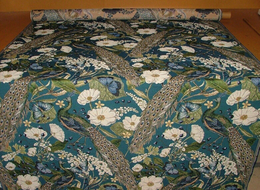 Peacock Teal Tapestry Fabric Curtain Upholstery Cushion Blanket Throws Use