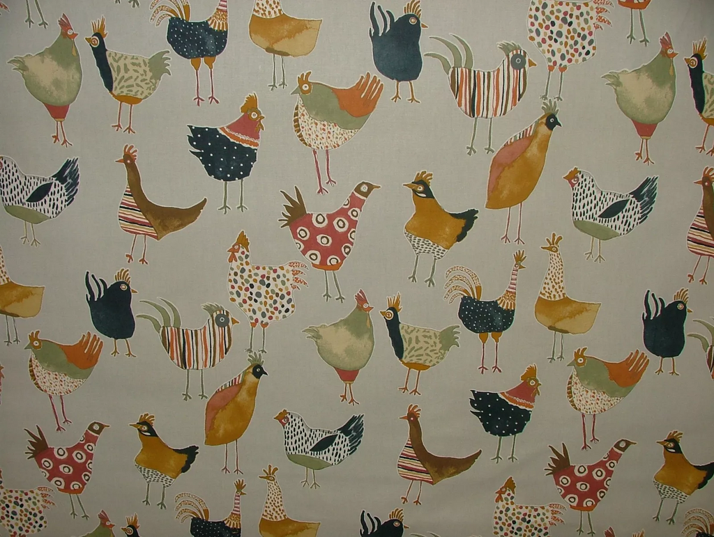 Prestigious Textiles Cotton Fabric Harriet Hens Colonial 2.3m Curtain Upholstery1
