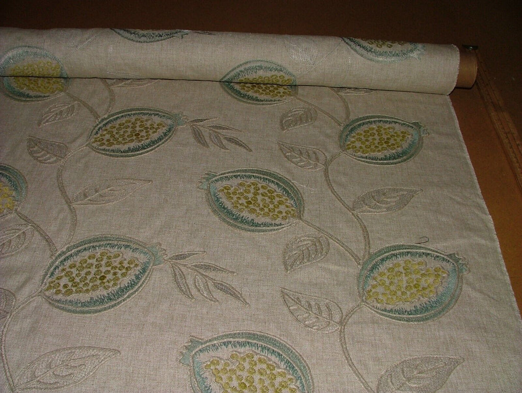 2.9 Metres Fiori Celadon  Embroidered Fabric Curtain Upholstery Cushion Fabric