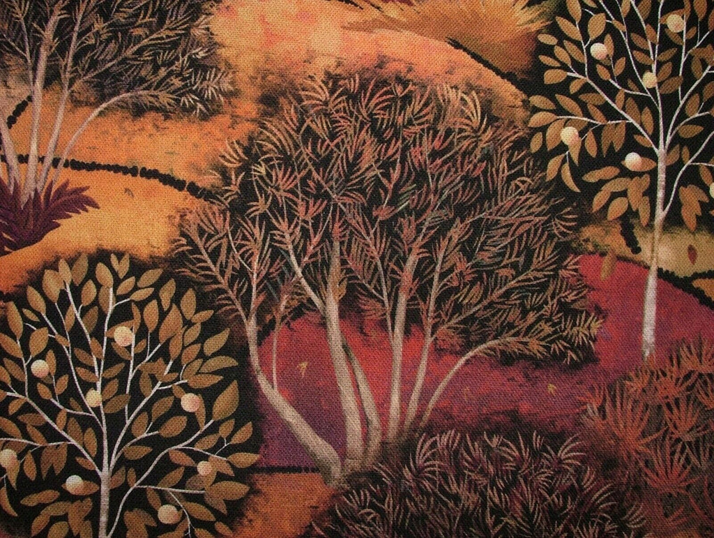 Autumn Meadow Tree Cotton Fabric Curtain Upholstery Cushion Blanket Throws Use