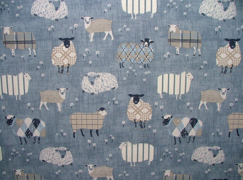 3.3 Metre iLiv Baa Baa Denim 100% Cotton Fabric Cushion Curtain Upholstery