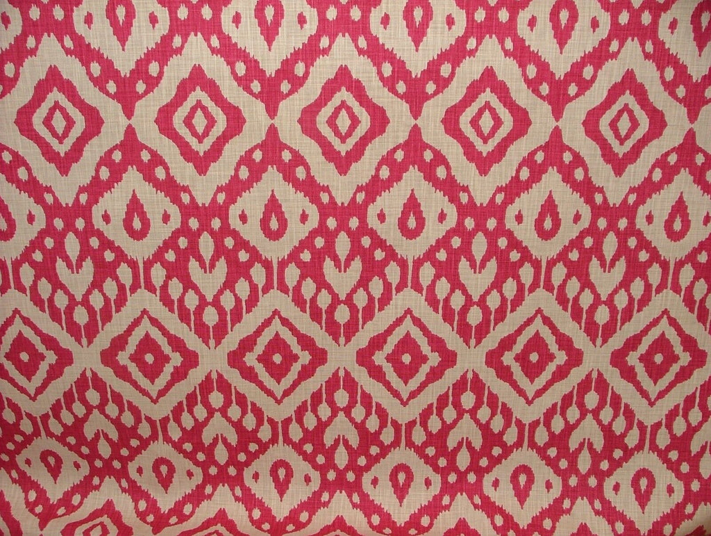 Moroccan Ikat Begonia Pink Cotton Curtain Upholstery Cushion Roman Blind Fabric