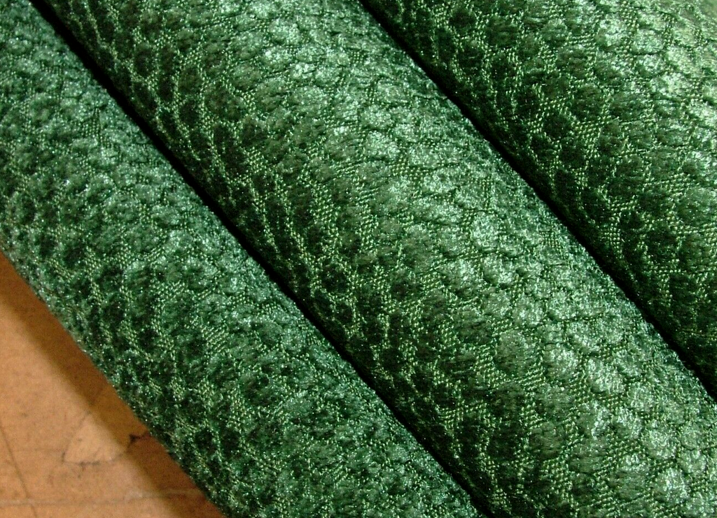 35 Metres Milan Emerald Green Plush Chenille Fabric Curtain Upholstery Cushion
