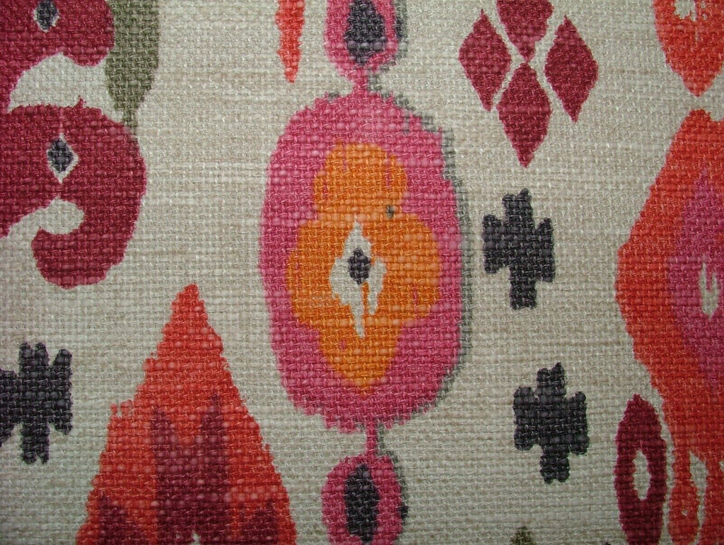 iLiv Boho Begonia Ikat Linen Blend Cotton Curtain Upholstery Cushion Fabric