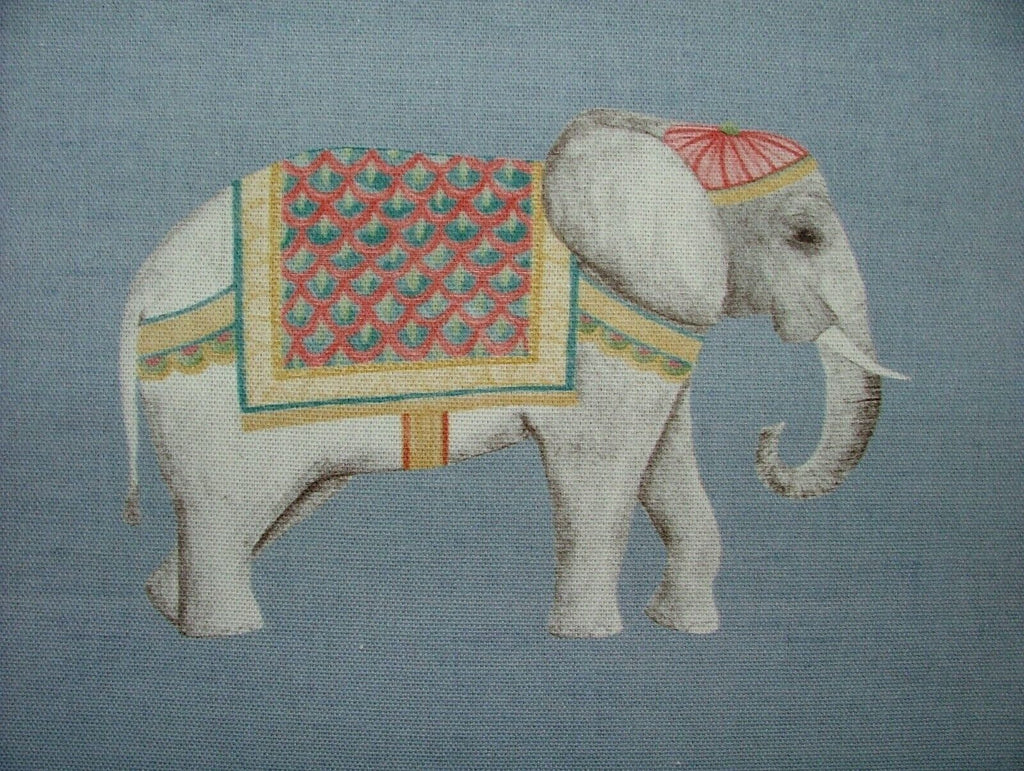 Jaipur Indian Elephant Blue 100% Cotton Curtain Upholstery Cushion Blind Fabric