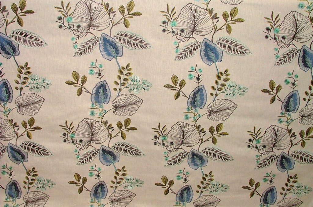 Embroidered Curtain Fabric 9 Metres Serengeti Marine Cushion Upholstery RRP £58514