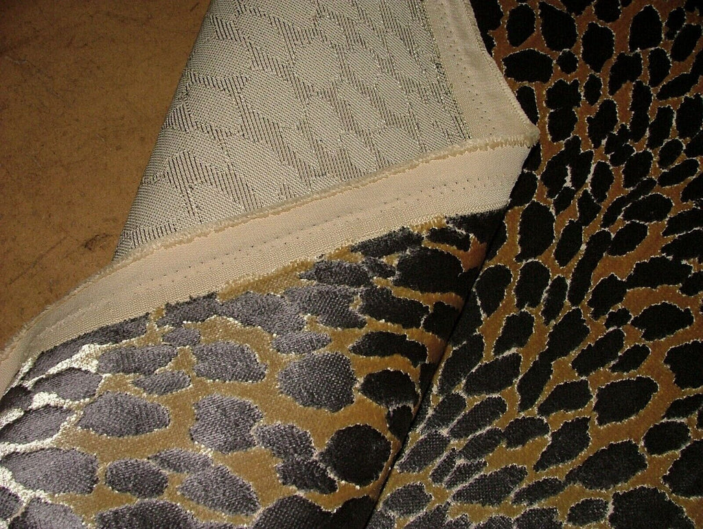 Animal Print Bronze Plush Heavyweight Velvet Fabric Curtain Upholstery Cushion