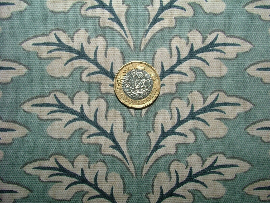 10 Metres Morris Leaf Glacier Cotton Curtain Upholstery Roman Blind Fabric