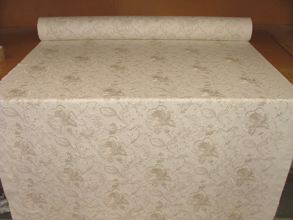 18 Metres Sandringham Natural Embroidered Curtain Upholstery Fabric RRP £720.00