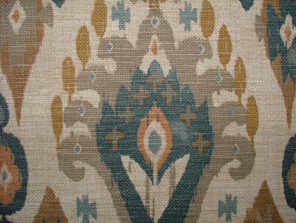 iLiv Boho Tan Ikat Linen Blend Cotton Curtain Upholstery Cushion Blind Fabric