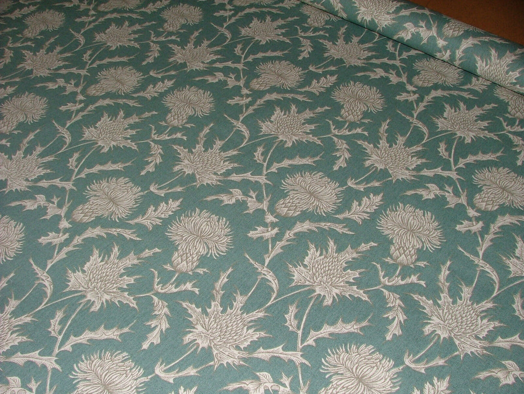 1.6m iLiv Carlina Teal Scottish Thistle Cotton Curtain Upholstery Cushion Fabric