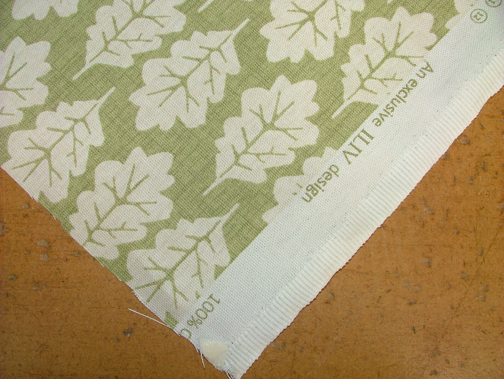 5 Metres Oak Leaf Pistachio Green Woven Cotton Fabric Cushion Curtain Upholstery