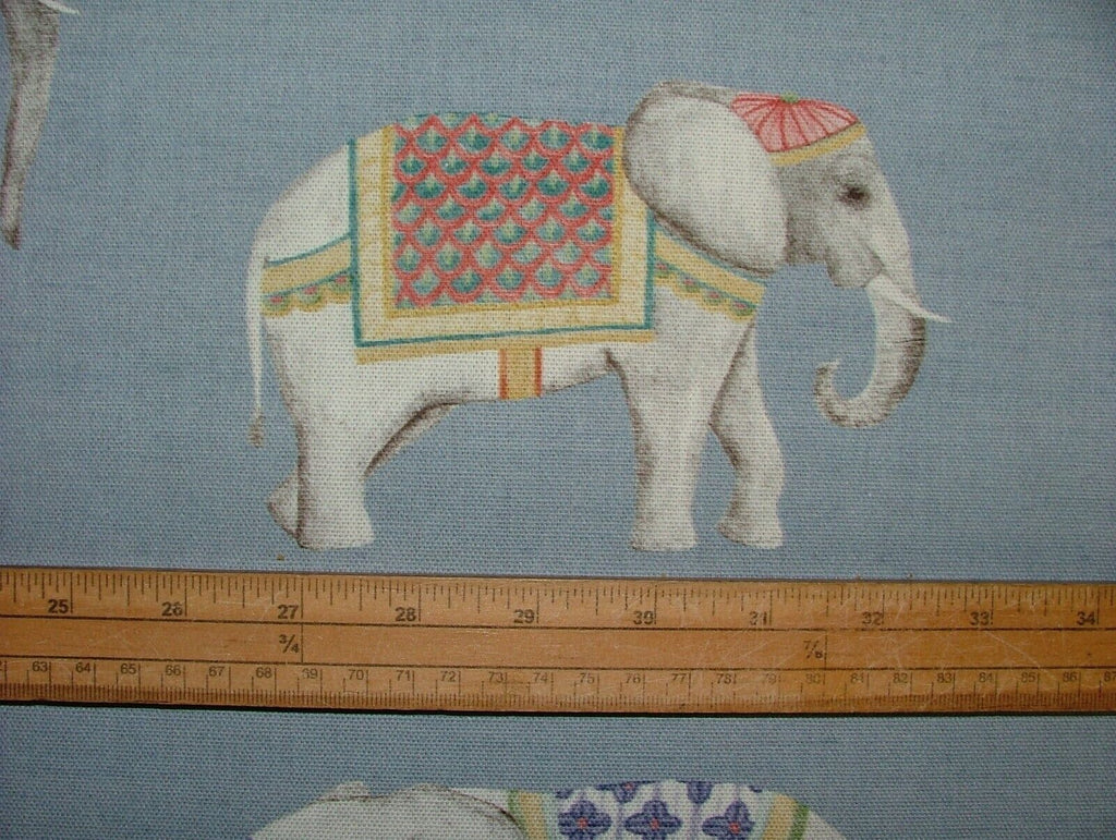 Jaipur Indian Elephant Blue 100% Cotton Curtain Upholstery Cushion Blind Fabric