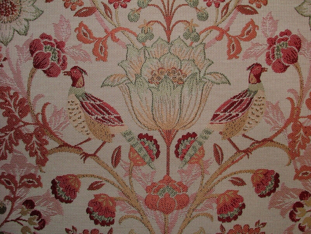 Morris Bird Terracotta Jacquard Fabric Curtain Upholstery Cushion Throw Use