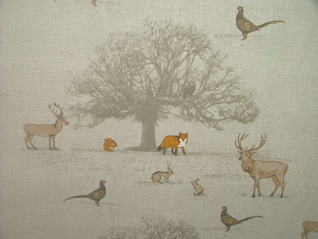 TATTON AUTUMN Fox Deer Stag 100% Cotton Curtain Upholstery Cushion Fabric