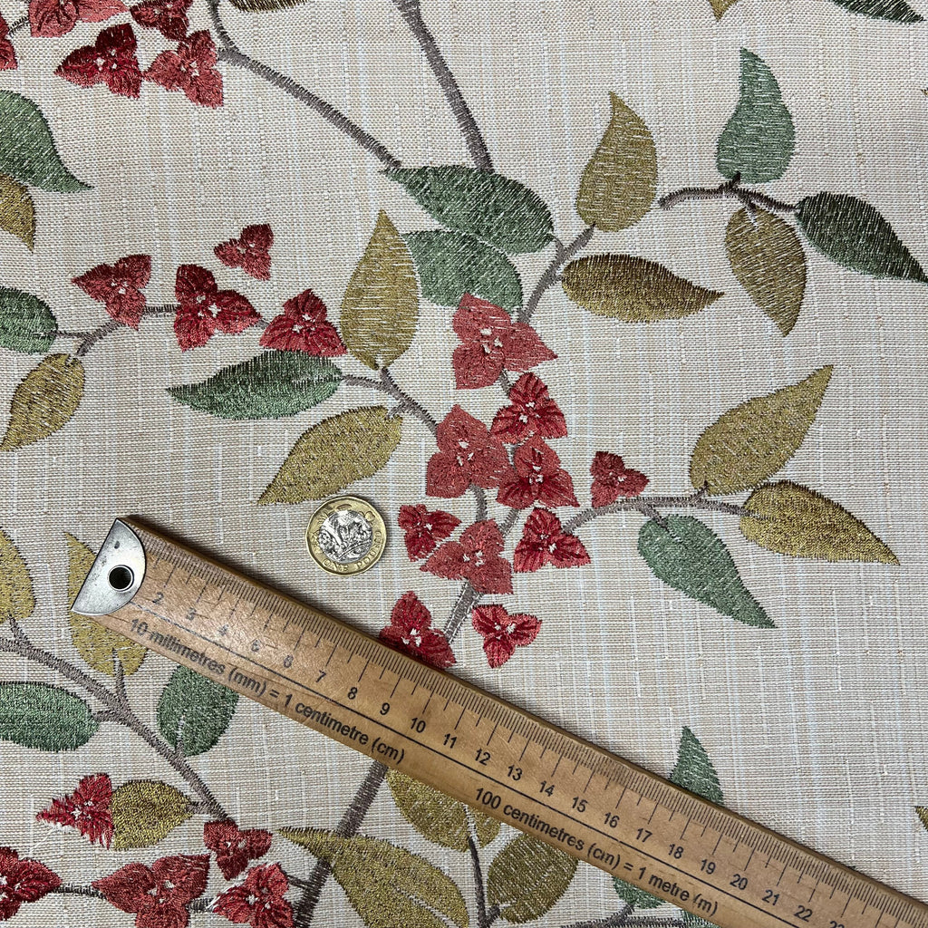 2,9M iLiv Bougainvillier Paprika Tissu Floral Brodé Rideau Rembourrage6