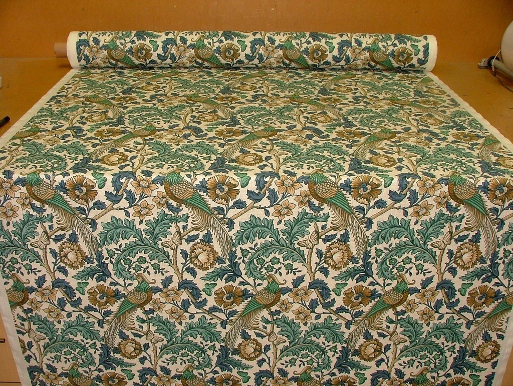 Oakmere Verdigris Cotton Curtain Upholstery Quilting Roman Blind Fabric Morris