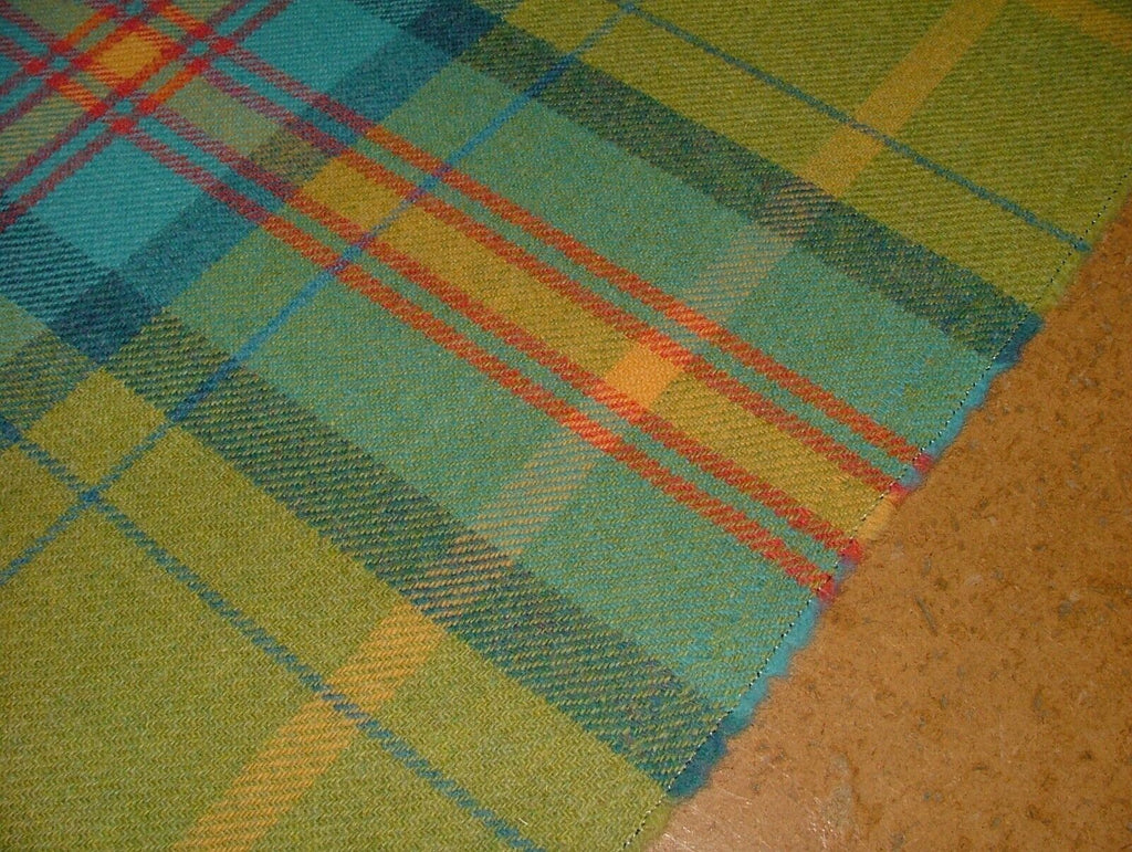 100% Shetland Wool Blue Pistachio Tartan Check Upholstery Curtain Cushion Fabric