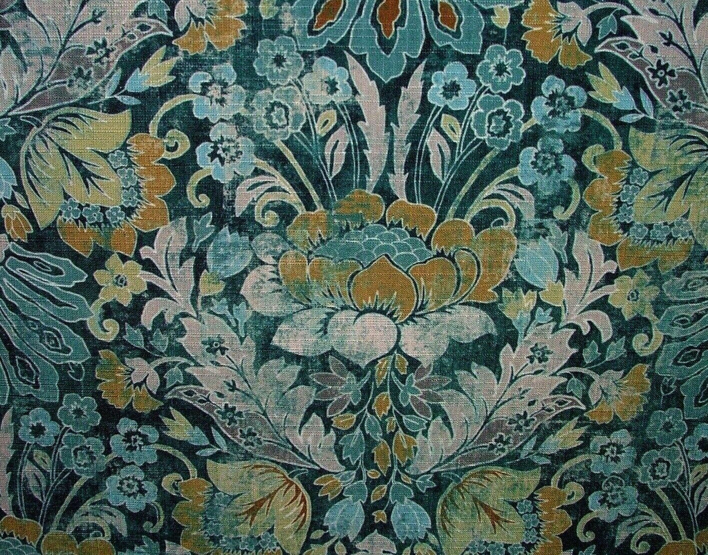 Cromford Teal Digitally Printed Fabric Curtain Upholstery Cushion Headboards
