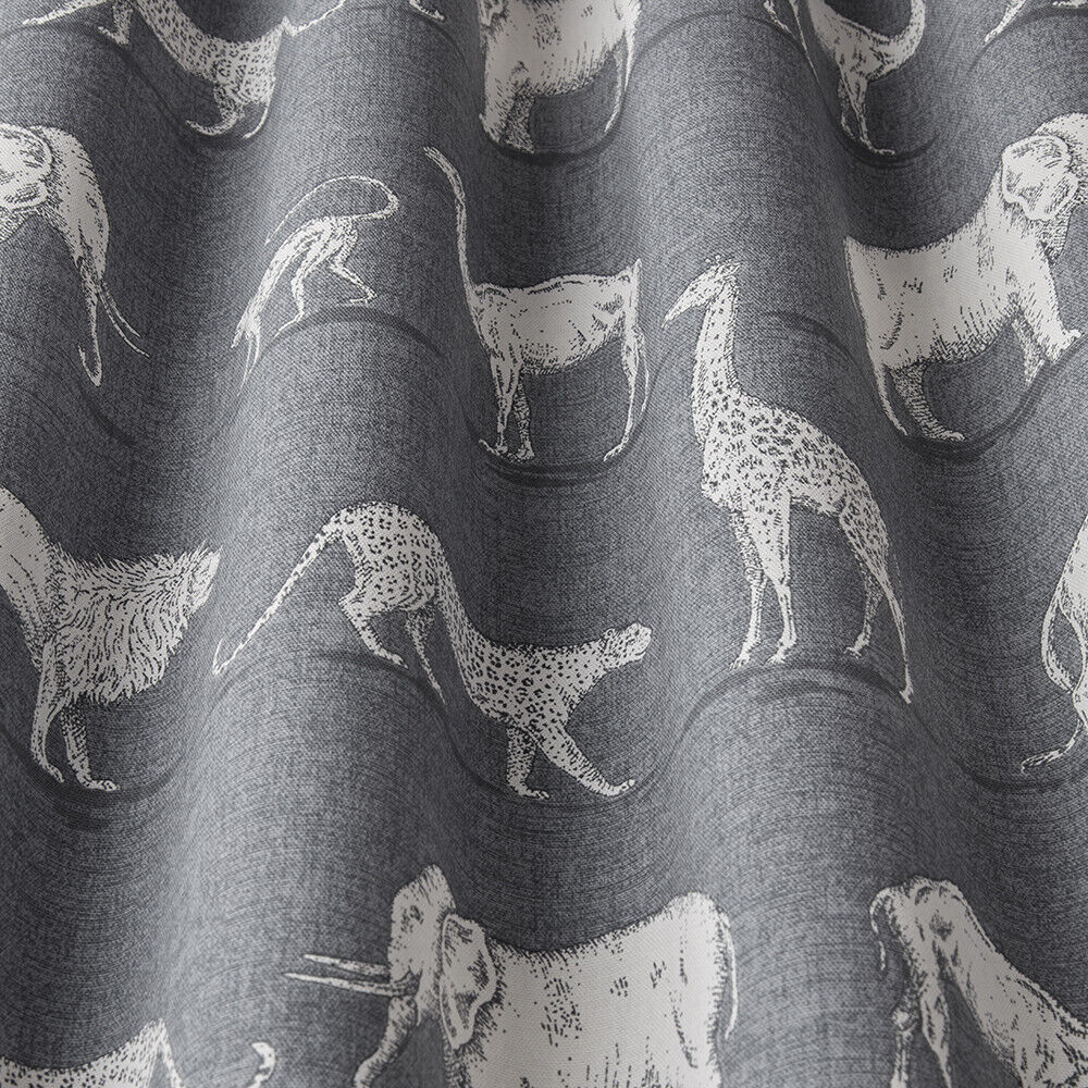 2.3m iLiv Prairie Animals Lead Grey Cotton Fabric Cushion Curtain Upholstery