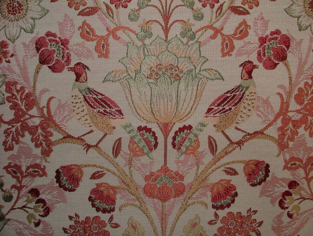 Morris Bird Terracotta Jacquard Fabric Curtain Upholstery Cushion Throw Use