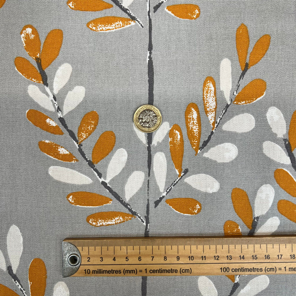 3.3 Metres iLiv Scandi Sprig Tangerine Cotton Fabric Cushion Curtain Upholstery