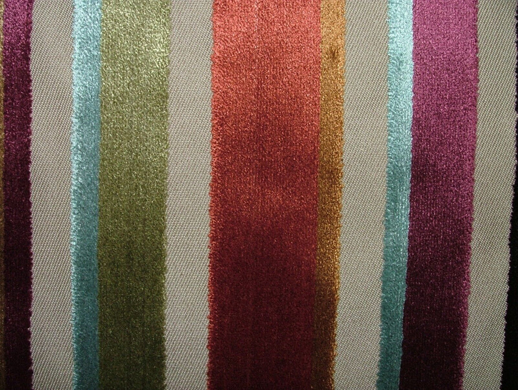 3 Metres Festival Auburn Thick Plush Stripe Velvet Fabric Upholstery Cushion Use