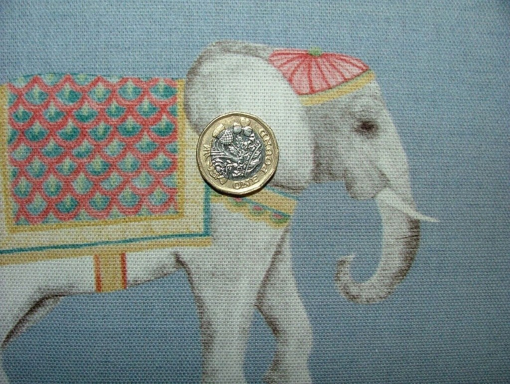 Jaipur Indian Elephant Blue 100% Cotton Curtain Upholstery Cushion Blind Fabric