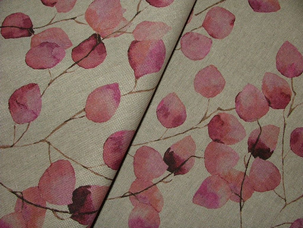 Eucalyptus Tree Leaf Pink Linen Cotton Fabric Curtain Cushion Upholstery Craft