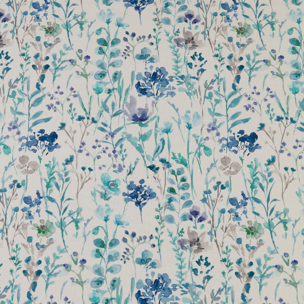 3.6 Metres Wild Flowers Cobalt Blue Floral Curtain Upholstery Cushion Fabric