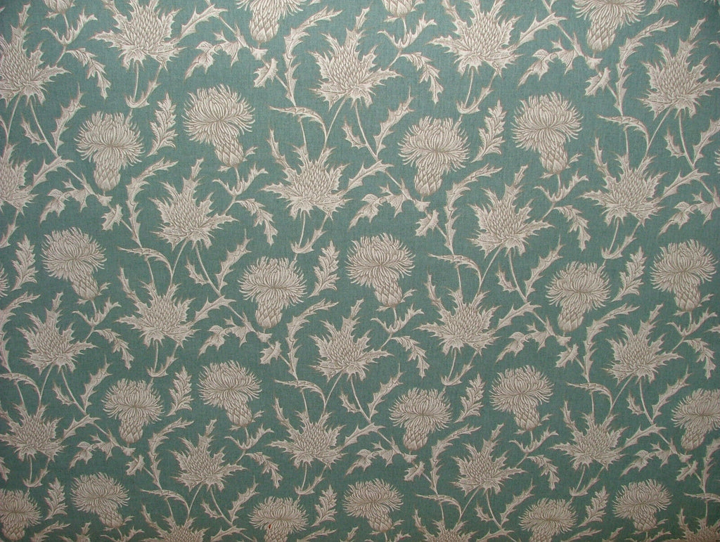 1.6m iLiv Carlina Teal Scottish Thistle Cotton Curtain Upholstery Cushion Fabric