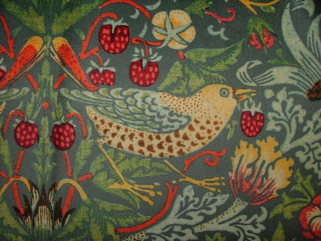 William Morris Strawberry Thief Grey Velvet Fabric Curtain Upholstery Cushion