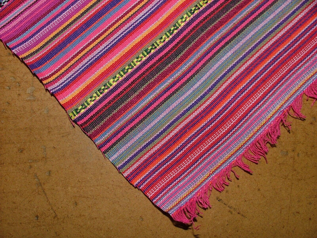 Mexican Chilli Pink Stripe Woven Jacquard Curtain Upholstery Cushion Fabric