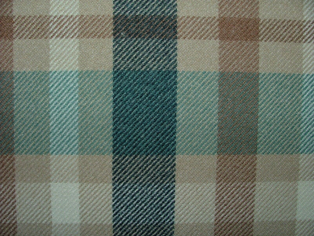 Tobermory Teal Wool Effect Thick Tartan Upholstery Curtain Cushion Fabric