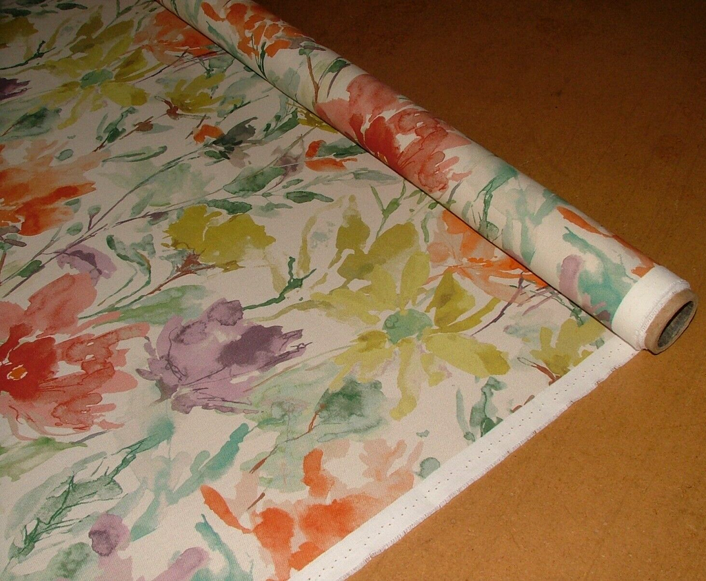 2 Metres iLiv Water Meadow Clementine Cotton Fabric Cushion Curtain Upholstery