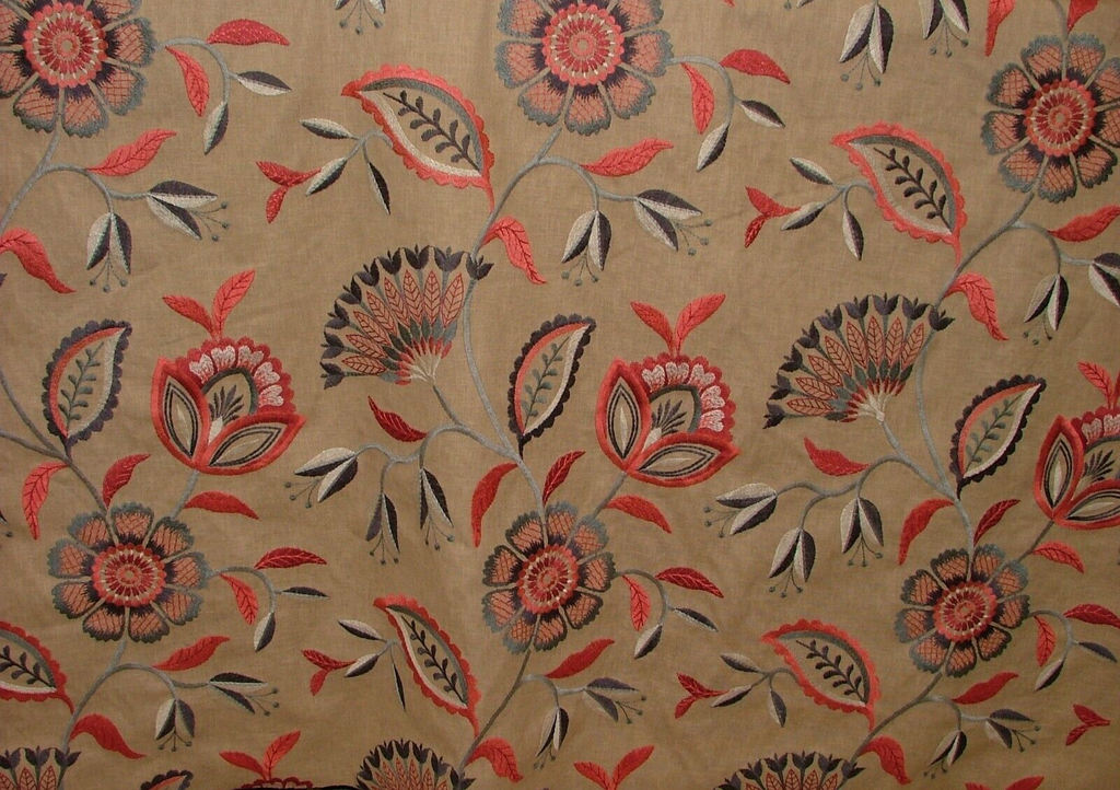 Embroidered Curtain iLiv Fabric 4 Metres Ophelia Cranberry Upholstery Cushion3
