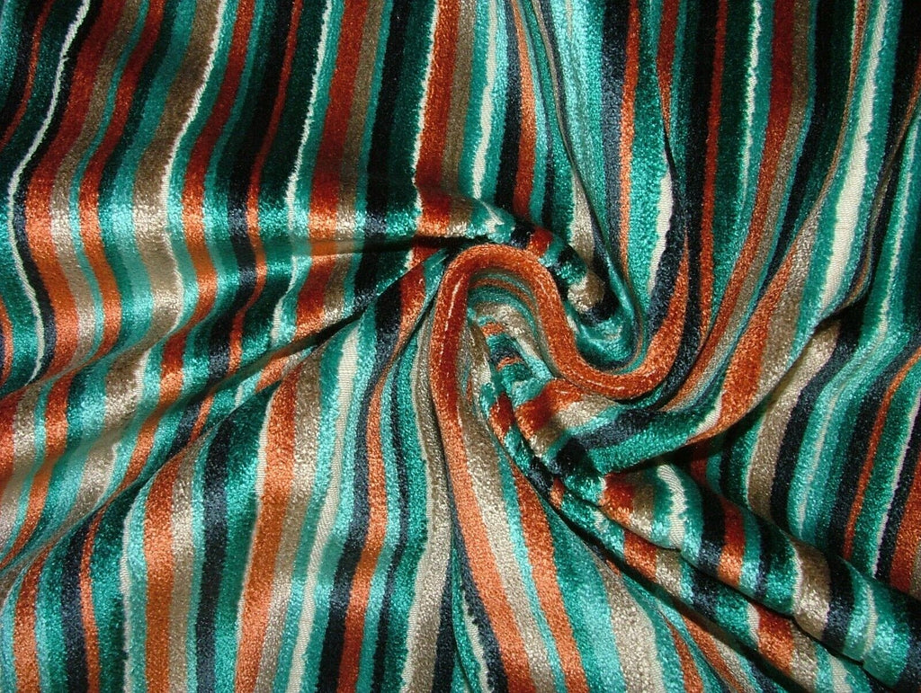 2 Metres iLiv Fiji Lagoon Stripe Velvet Fabric Curtain Upholstery Cushion Blind