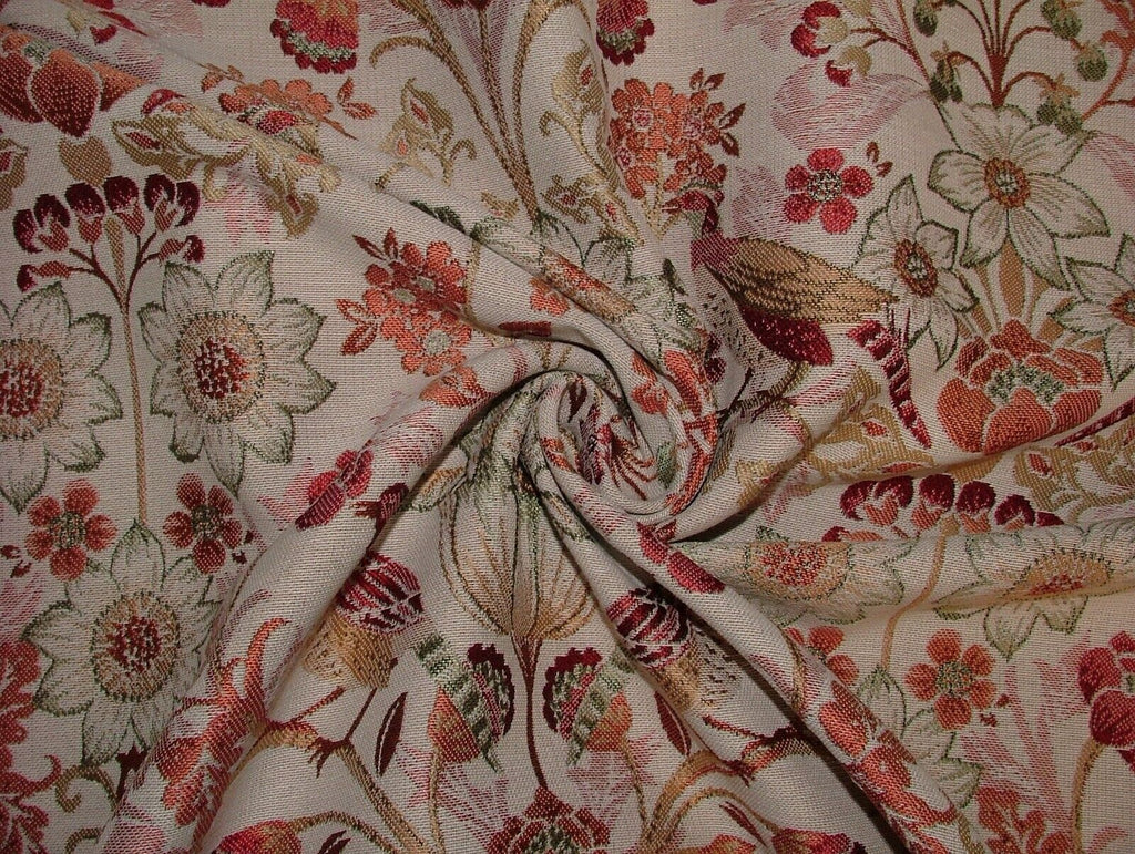 Morris Bird Terracotta Jacquard Fabric Curtain Upholstery Cushion Throw Use