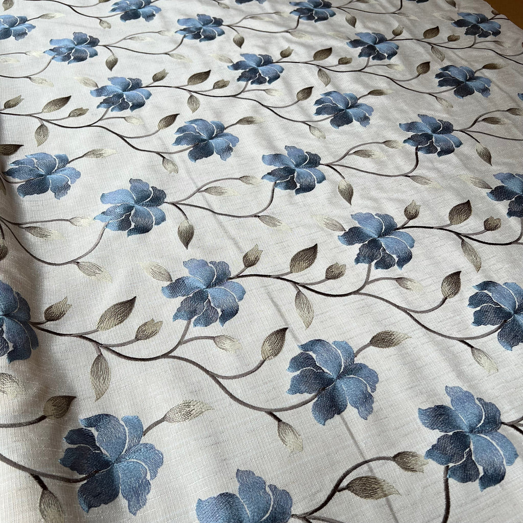 1.3 Metres iLiv Everglade Cobalt Premium Embroidered Fabric Curtain Upholstery4