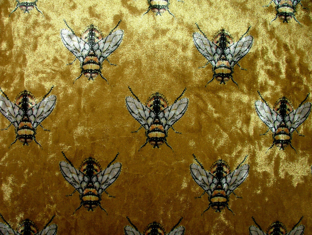 Luxurious Bees Plush Velvet Bee Fabric Curtain Upholstery Cushion Roman Blinds