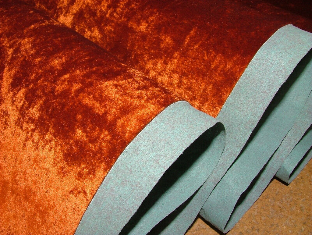 Vivid Orange Thick Crushed Velvet Fabric Upholstery Cushion Multi Use